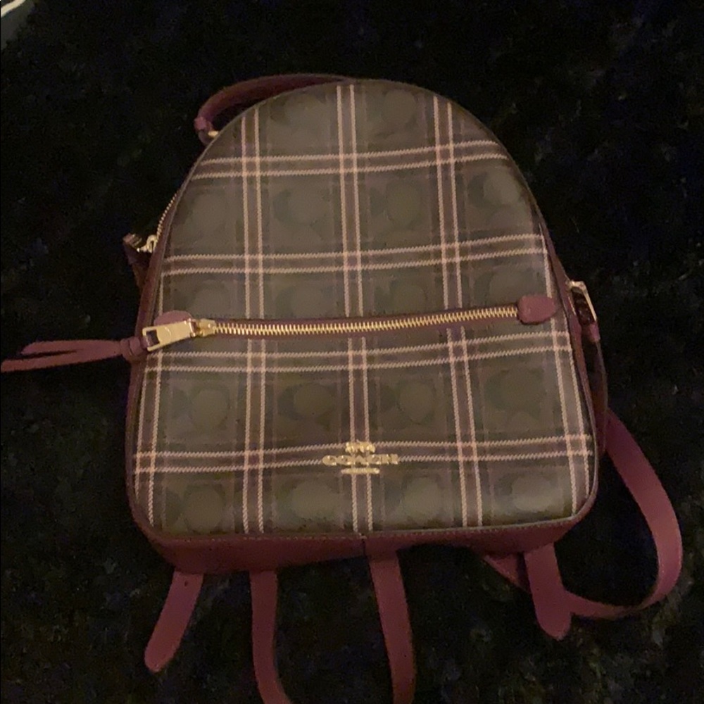 Authentic Coach Backpack Maroon Plaid NWT